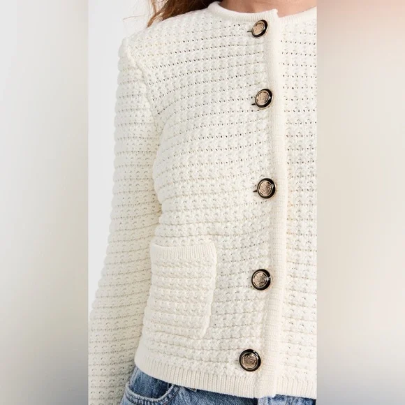 ba&sh Cream Button-Up Cardigan - Picture 3 of 15